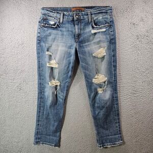 Joes Jeans Slim Crop Distressed Denim Blue Jeans Womens Size‎ 28
